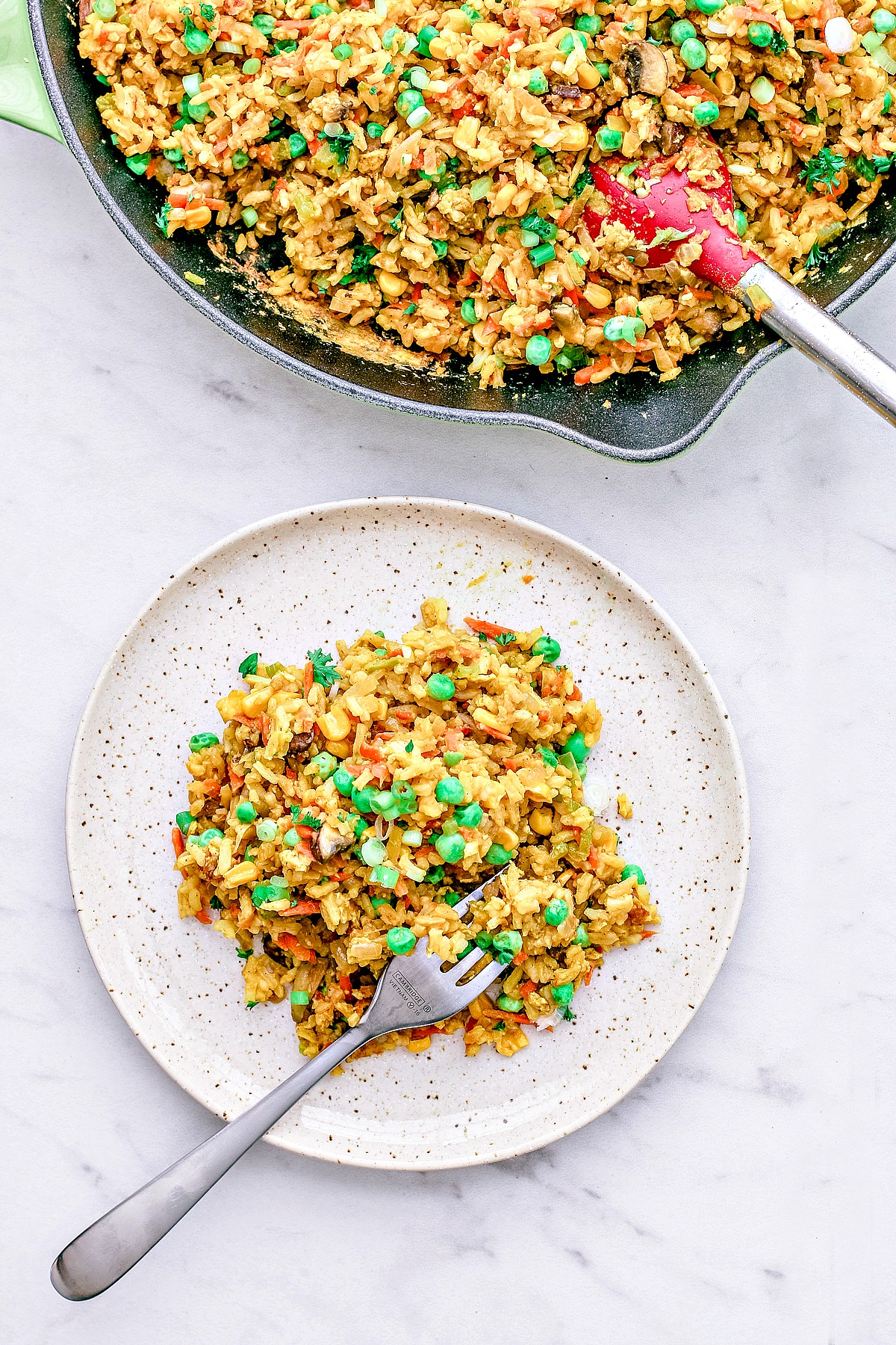 Easy Curry Fried Rice plated