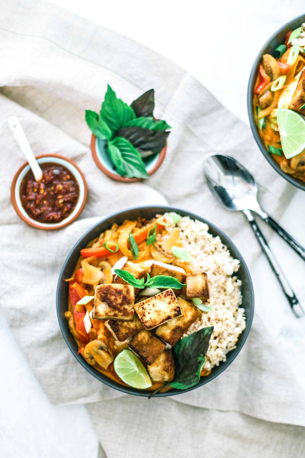 Easy Thai Red Curry With Tofu plated