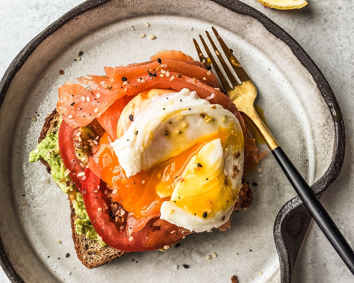 Smoked Salmon Avocado Toast w/ Poached Egg