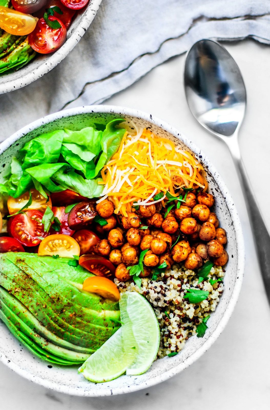 Taco Grain Bowls full of colorful ingredients.