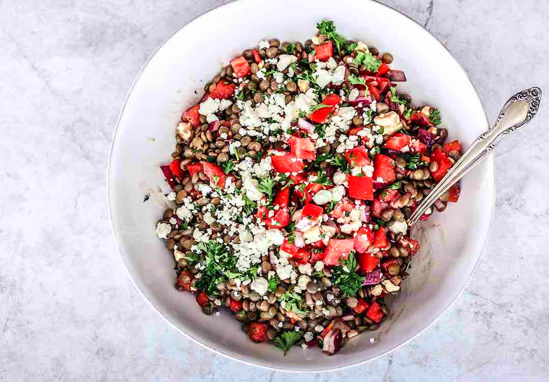 refreshing bruschetta lentils with feta