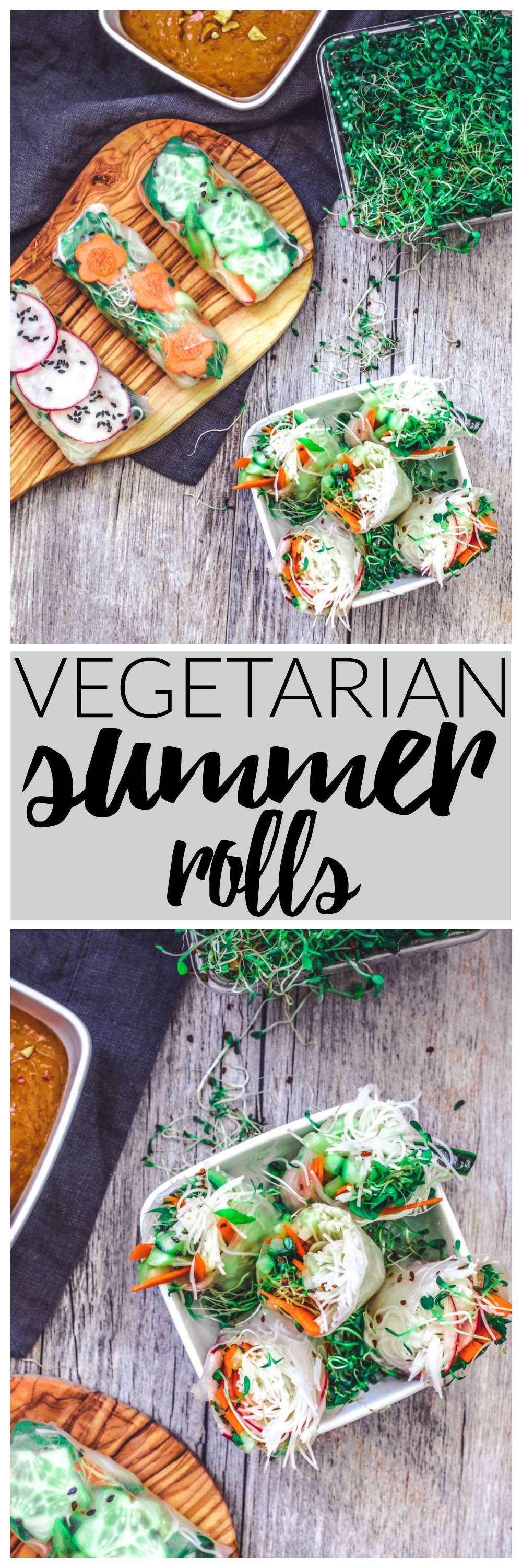 Vegetarian Summer Rolls With Spicy Peanut Sauce | Killing Thyme — These refreshing AF summer rolls are full of crisp veggies and are especially delish when dunked into spicy peanut sauce!