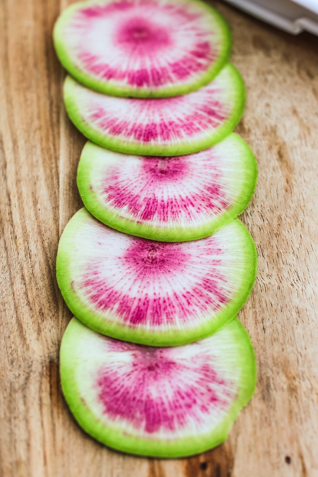 Watermelon Radishes With Anchovy Butter on Sliced Baguette | Killing Thyme