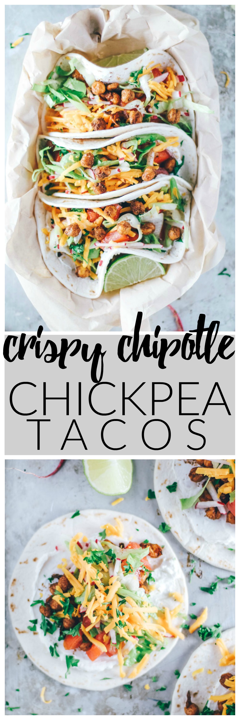 Crispy Chipotle Chickpea Tacos | Killing Thyme — These smokey and spicy tacos are packed with plant-based protein for vegetarian perfection. Fabulous for Taco Tuesday, or any other day your belly wants tacos.