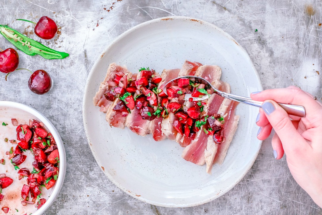 grilled ahi tuna with cherry salsa