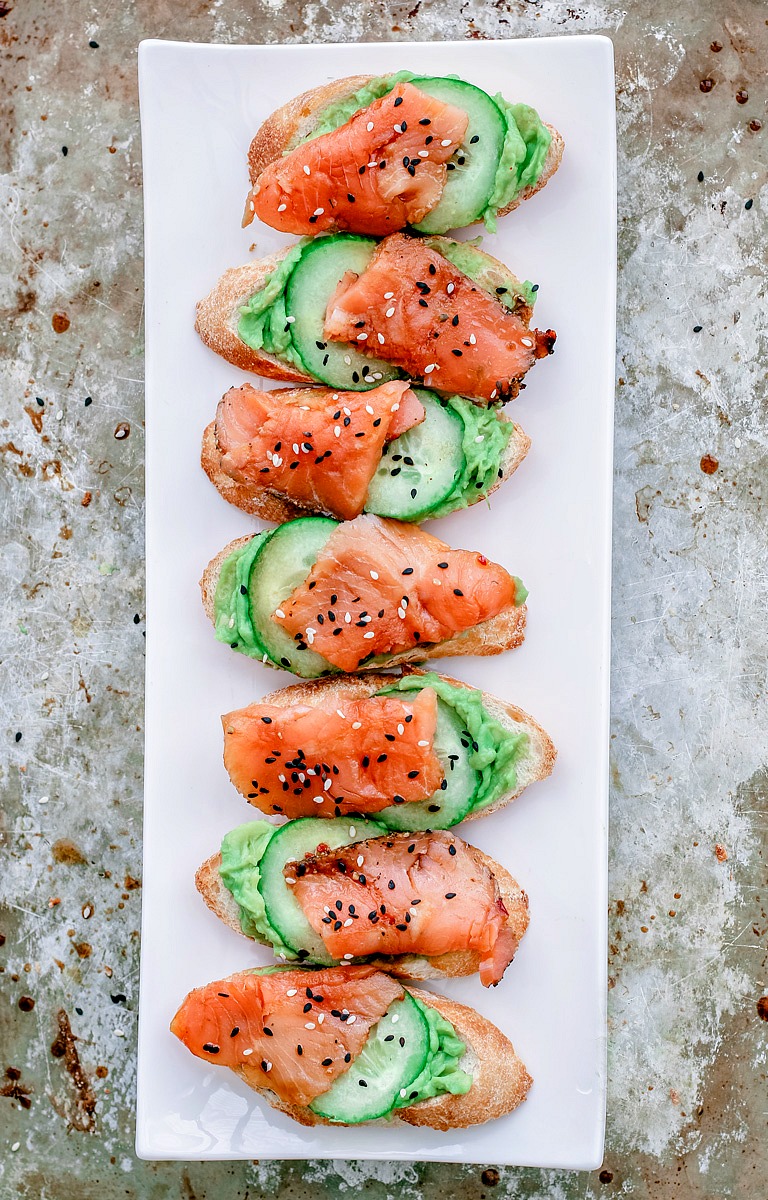 Sesame Soy Smoked Salmon Crostini | Killing Thyme