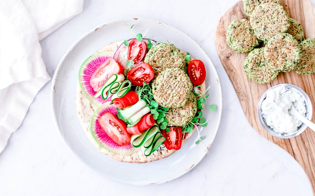 crispy baked falafel with spinach