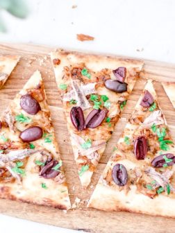 Easy Pissaladière Flatbread {Caramelized Onions, Olives, and Anchovies}