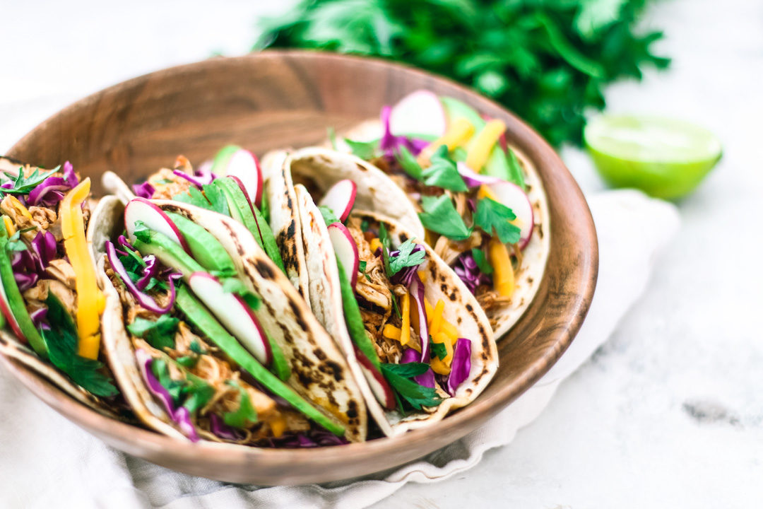 Instant Pot Chipotle Chicken Tacos in a bowl