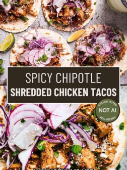 Chipotle shredded chicken tacos pin