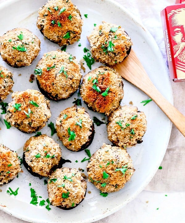 Plate of stuffed mushrooms