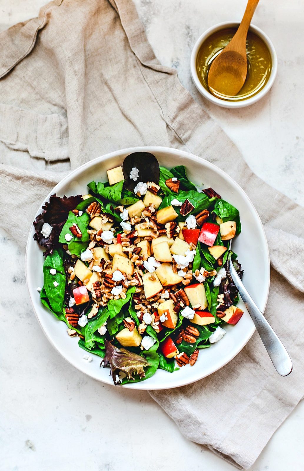 Apple Pecan and Farro Salad in a large bowl.