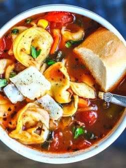 Homemade Vegetable Soup With Cheese Tortellini