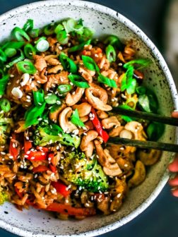 Instant Pot Honey Garlic Chicken With Rice and Cashews