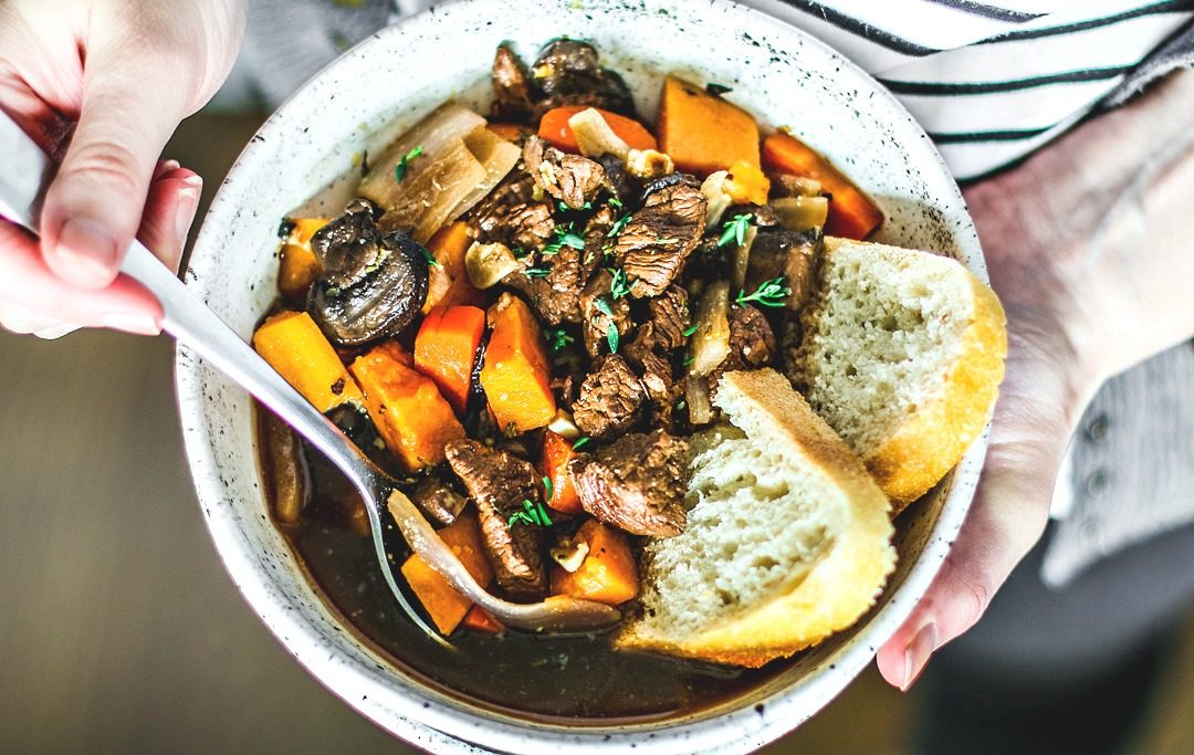 Hearty Slow Cooker Beef Stew in a bowl.
