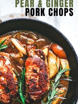 pear & ginger pork chops pin