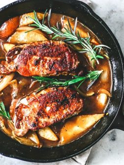 Cast Iron Pork Chops With Pears & Ginger