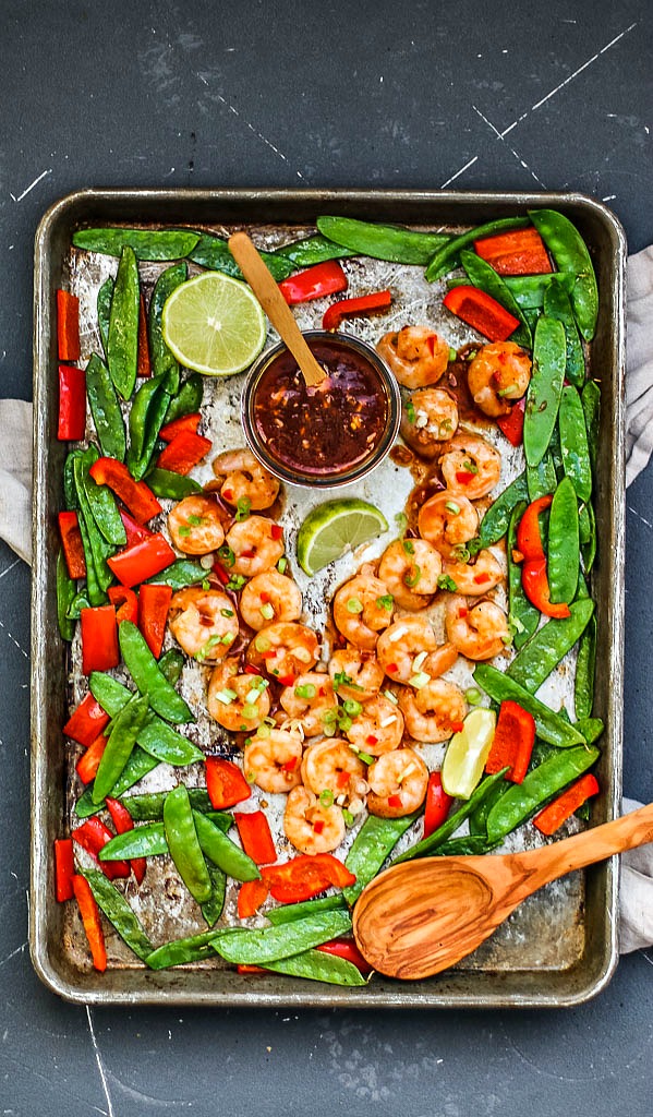 Spicy Thai Sweet Chili Shrimp {Sheet Pan Dinner}-image