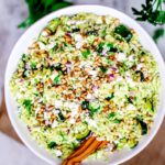 Lemon and Herb Orzo Salad with Roasted Zucchini.