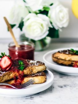 French Toast with Strawberry Rhubarb Compote