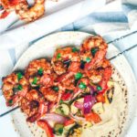 Za'atar Grilled Shrimp Skewers with Marinated Vegetable Medley