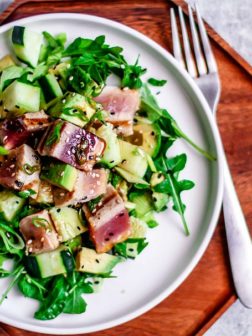 Grilled Tuna Steak Salad with Wasabi Vinaigrette {Yellowfin Tuna Recipe}