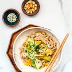 Cold Sesame Noodles with Shaved Cucumber and Mango Salad