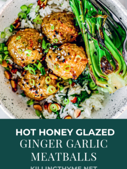 Ginger Garlic Meatballs PIN with text