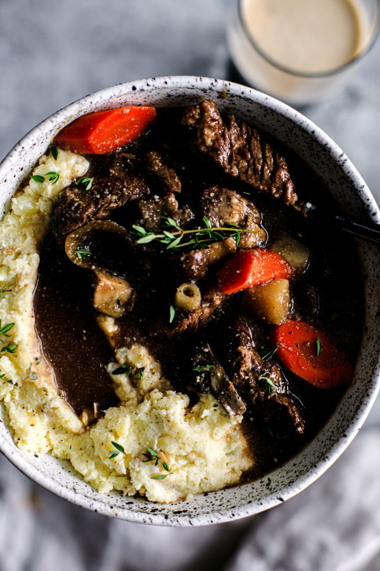 Cozy Guinness Beef Stew with Horseradish Mashed Potatoes Killing Thyme
