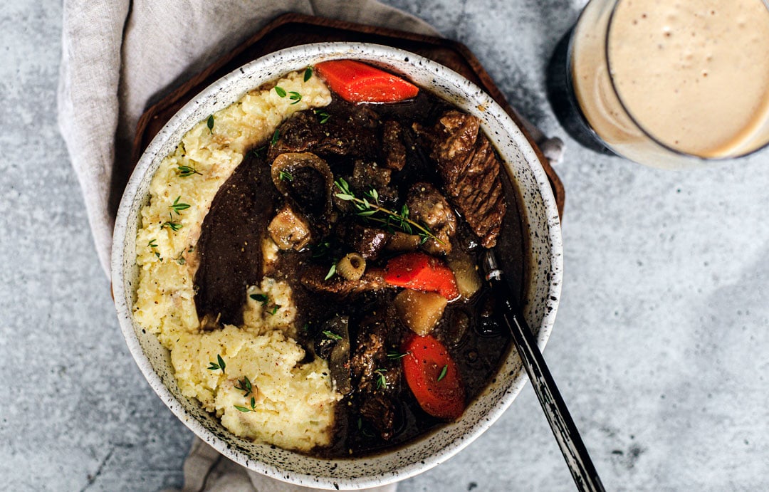 Cozy Guinness Beef Stew with Horseradish Mashed Potatoes Killing Thyme
