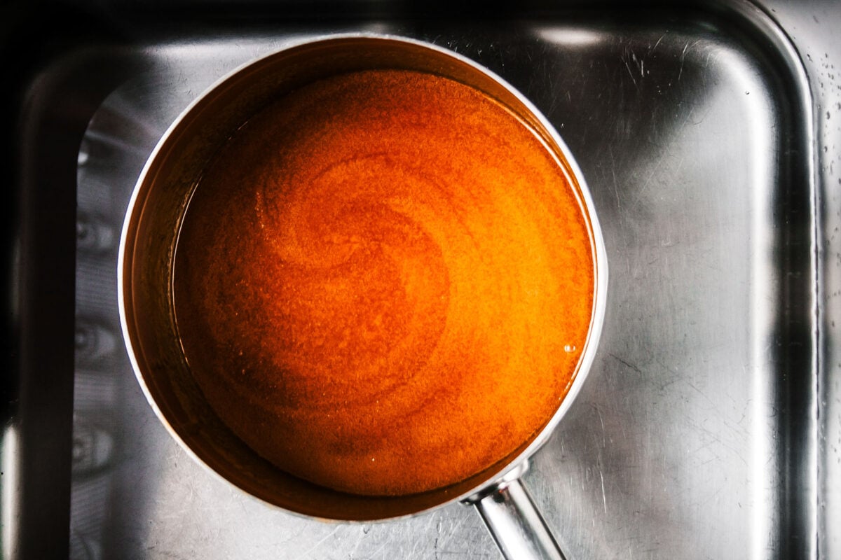 Saucepan full of turkey brine.