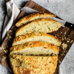 Easy Dutch Oven Bread with Roasted Garlic and Rosemary.