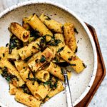 Garlicky Rigatoni Pasta with Spinach and Toasted Breadcrumbs.