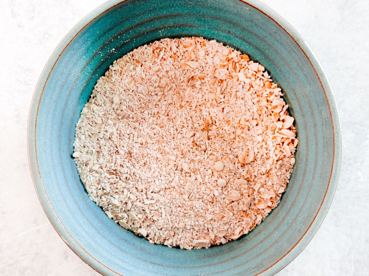 Bowl of ground oats.