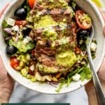Greek Steak Salad with Herb and Garlic Vinaigrette.