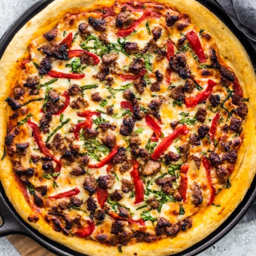 Sausage and Roasted Red Pepper Pizza Killing Thyme