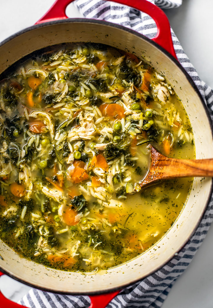 Spring Lemon Chicken Orzo Soup with Dill - Killing Thyme