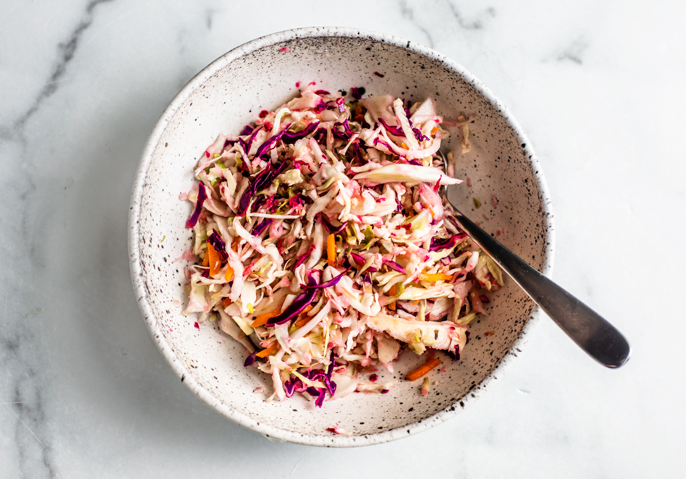 Bowl of cabbage slaw.