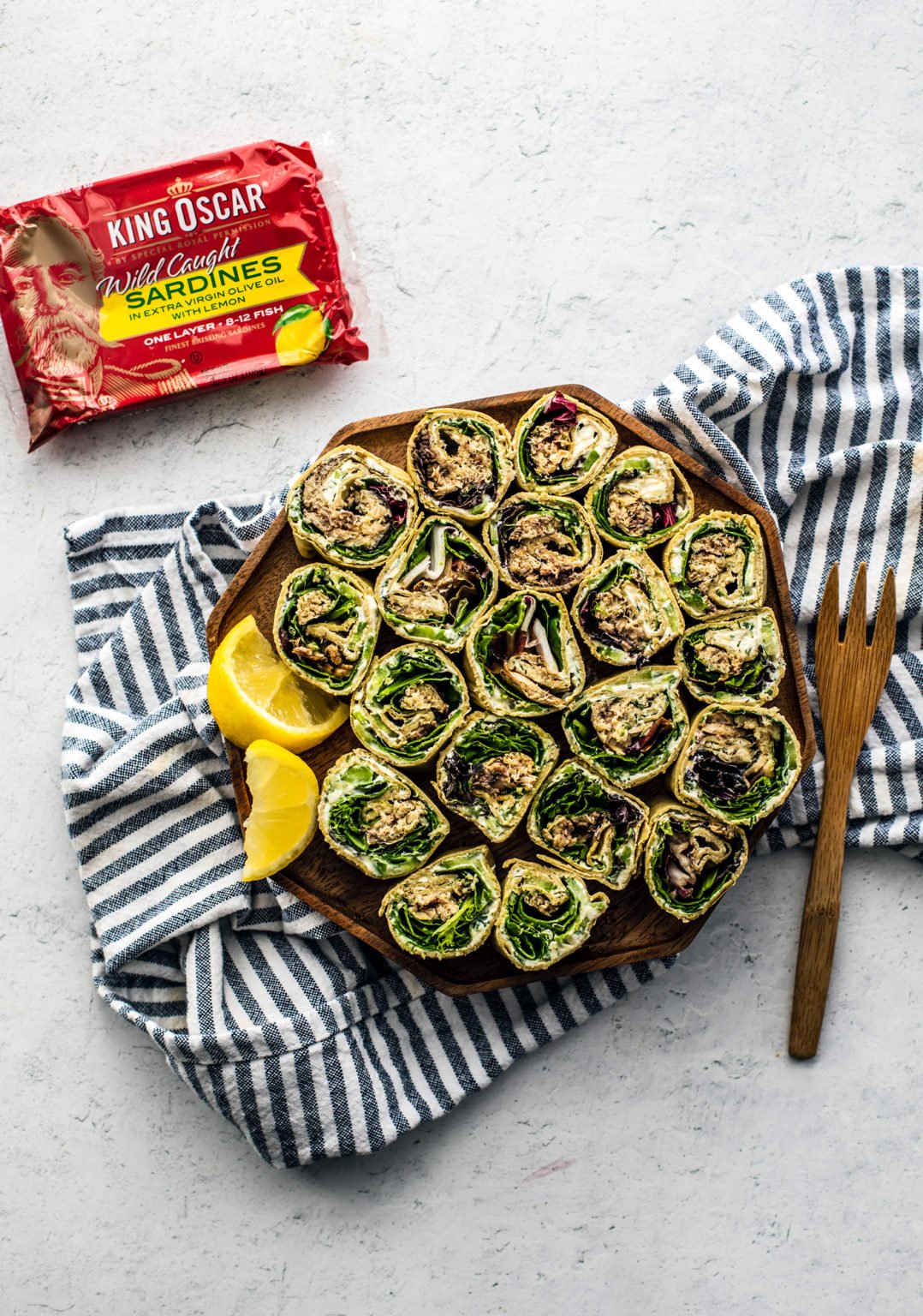 Lemon and Dill Pinwheel Sandwiches with King Oscar Sardines Killing Thyme