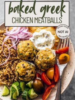 baked greek chicken meatballs pin