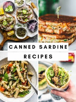 Canned Sardine Recipes header image with recipe collage