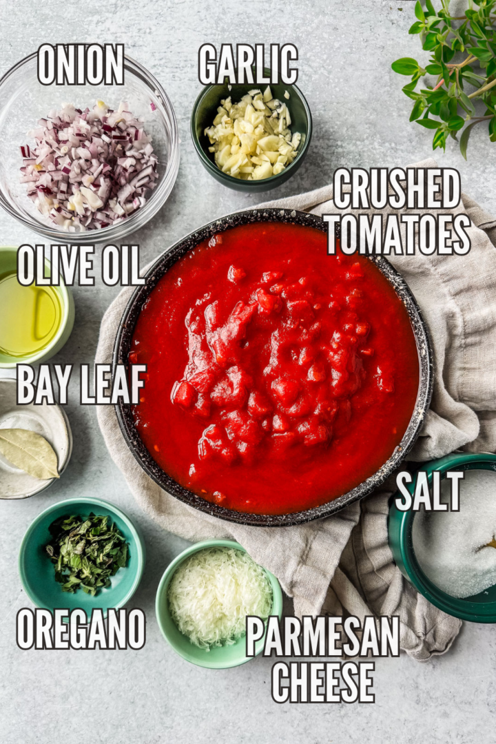Display of the ingredients for the sauce.