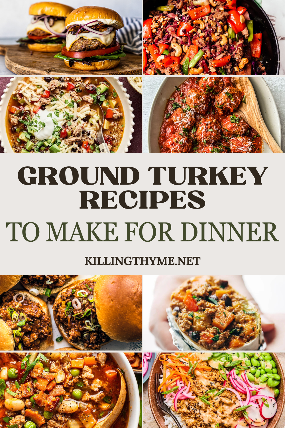 ground turkey recipe collage.