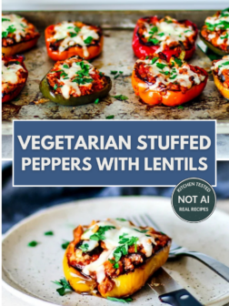 Vegetarian stuffed peppers with lentils pin