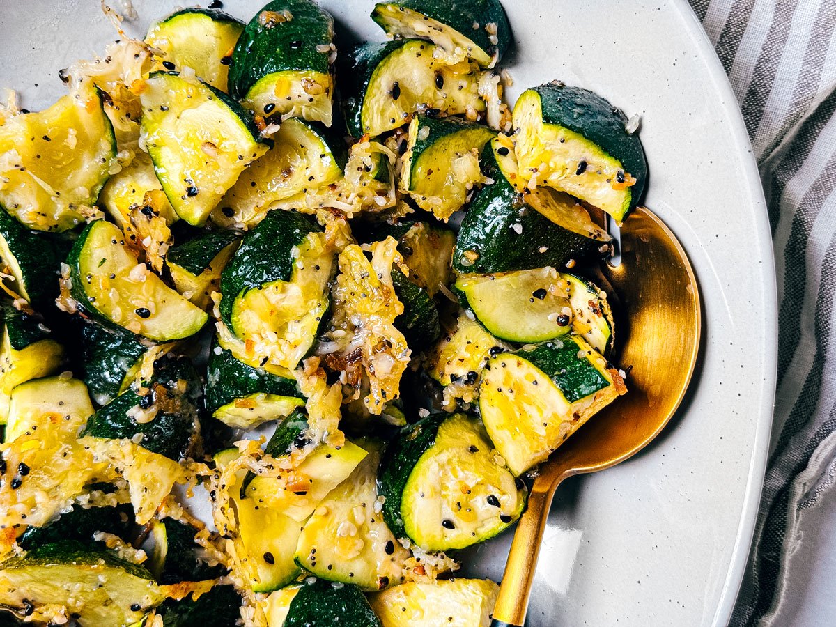 Parmesan Roasted Zucchini With Everything Bagel Seasoning