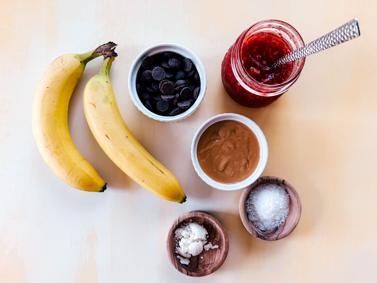 Ingredients for chocolate banana bark.