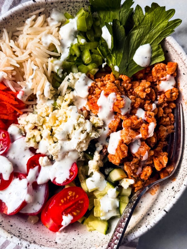 Close up of Buffalo Chicken Bowl.