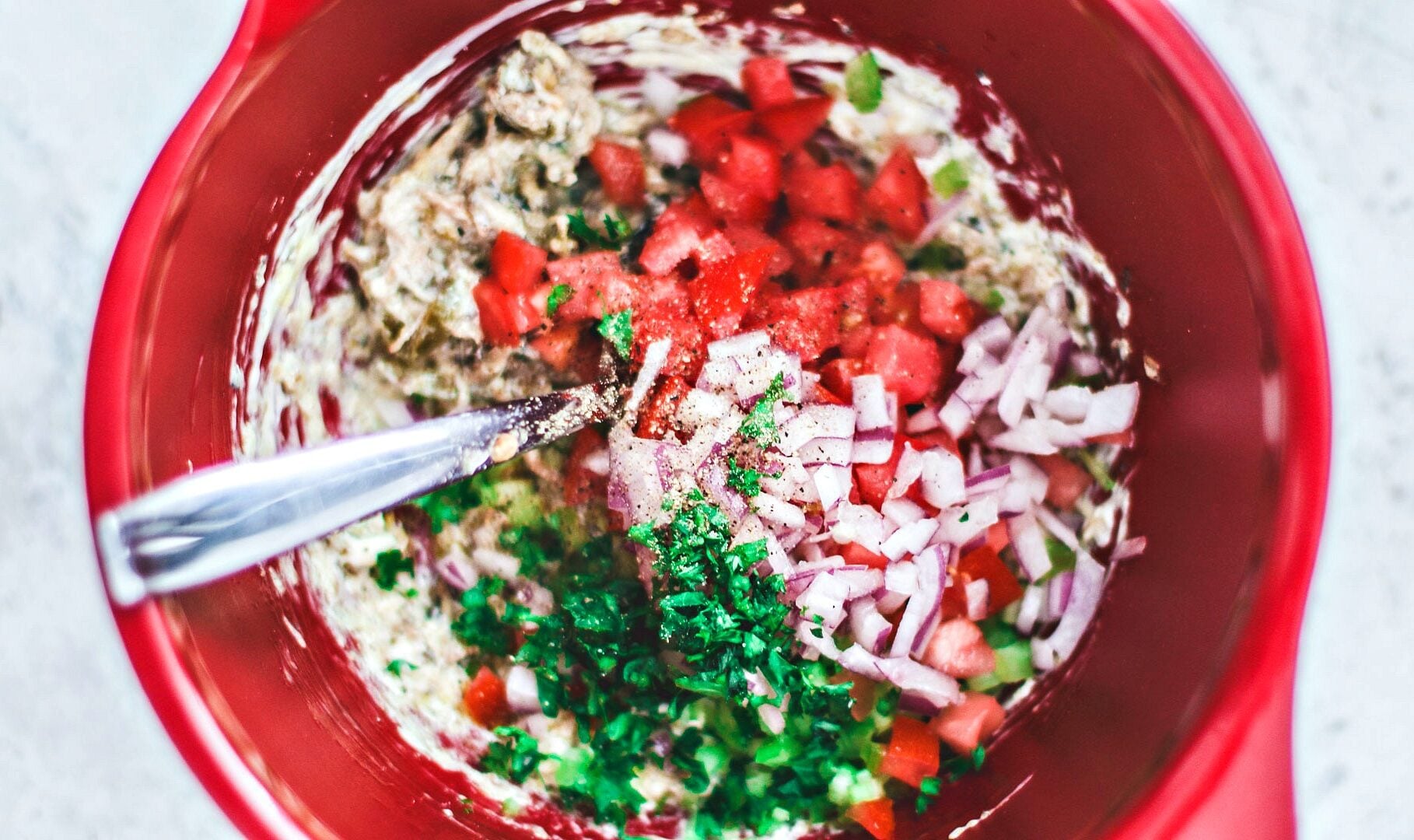 Bowl of filling ingredients.