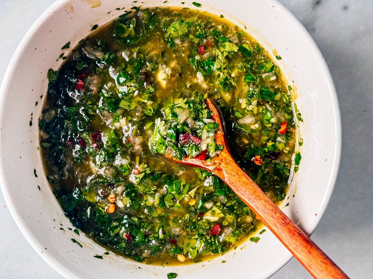Bowl of chimichurri.