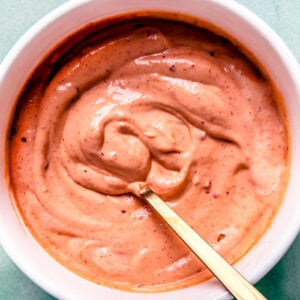 Bowl of bang bang sauce.
